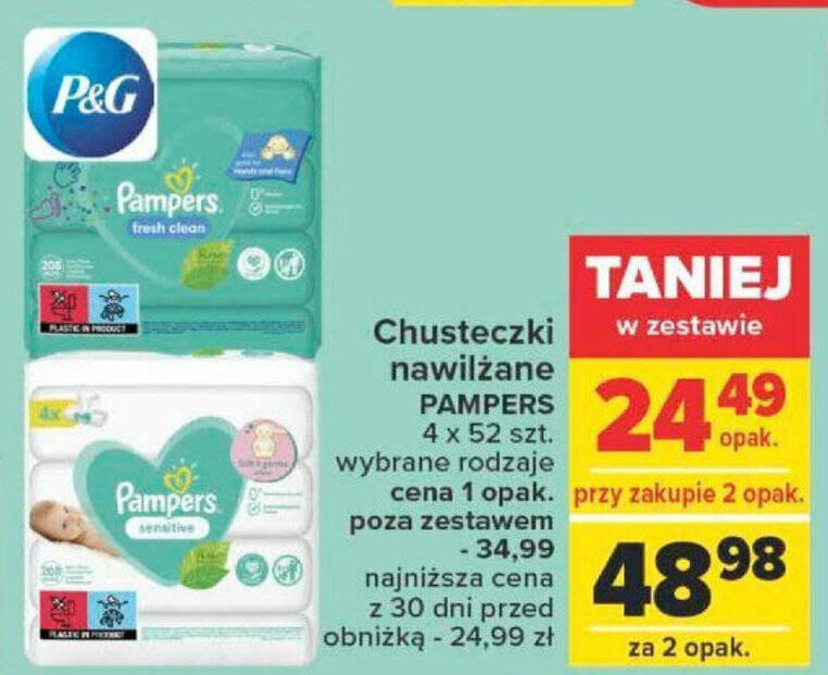 carrefour chusteczki nawilżane pampers sensitive cena