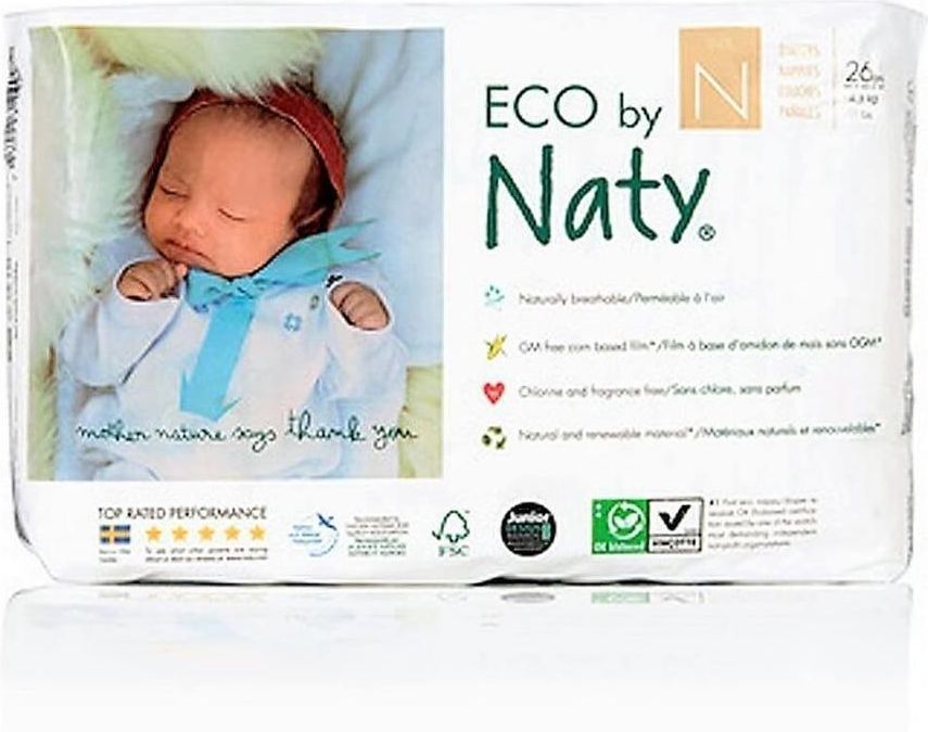 naty ekologiczne pieluszki jednorazowe newborn 2-5 kg 26 szt