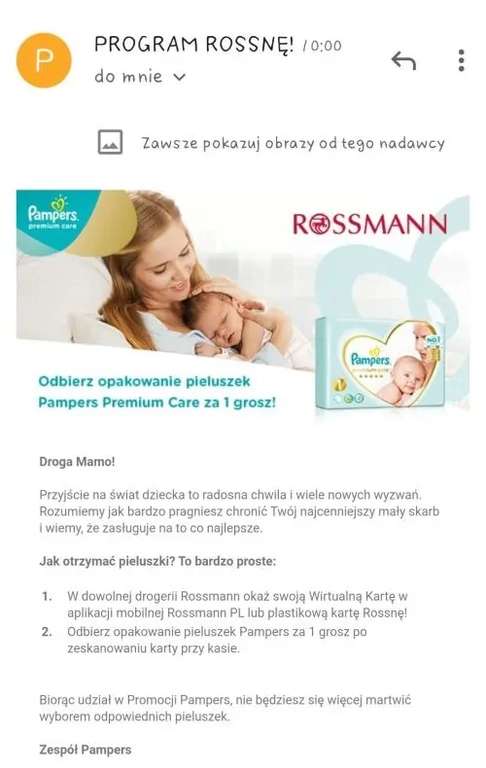 pampers pierwsza pieluszka dla maluszka