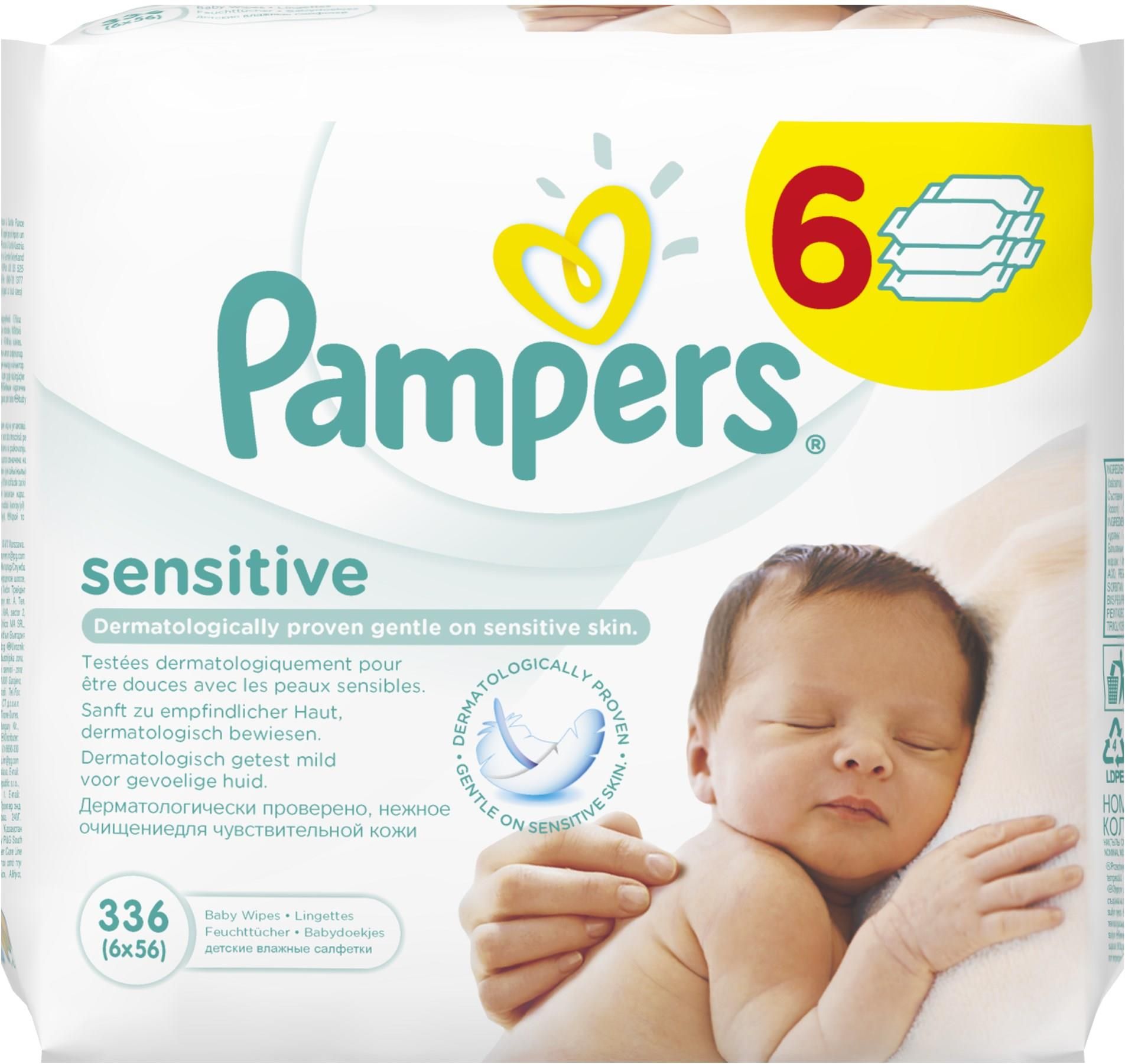 pampers sensitive chusteczki nawilżane sensitiv 6x56 szt