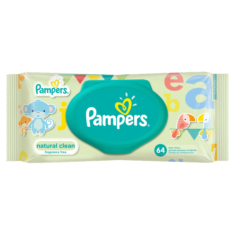 pampers natural clean chusteczki nawilżane 64 szt