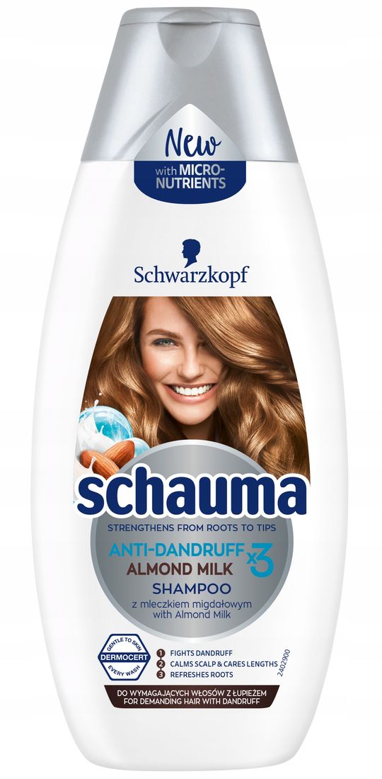 schauma anti-dandruff x3 szampon mleczko migdałowe 400ml opinie