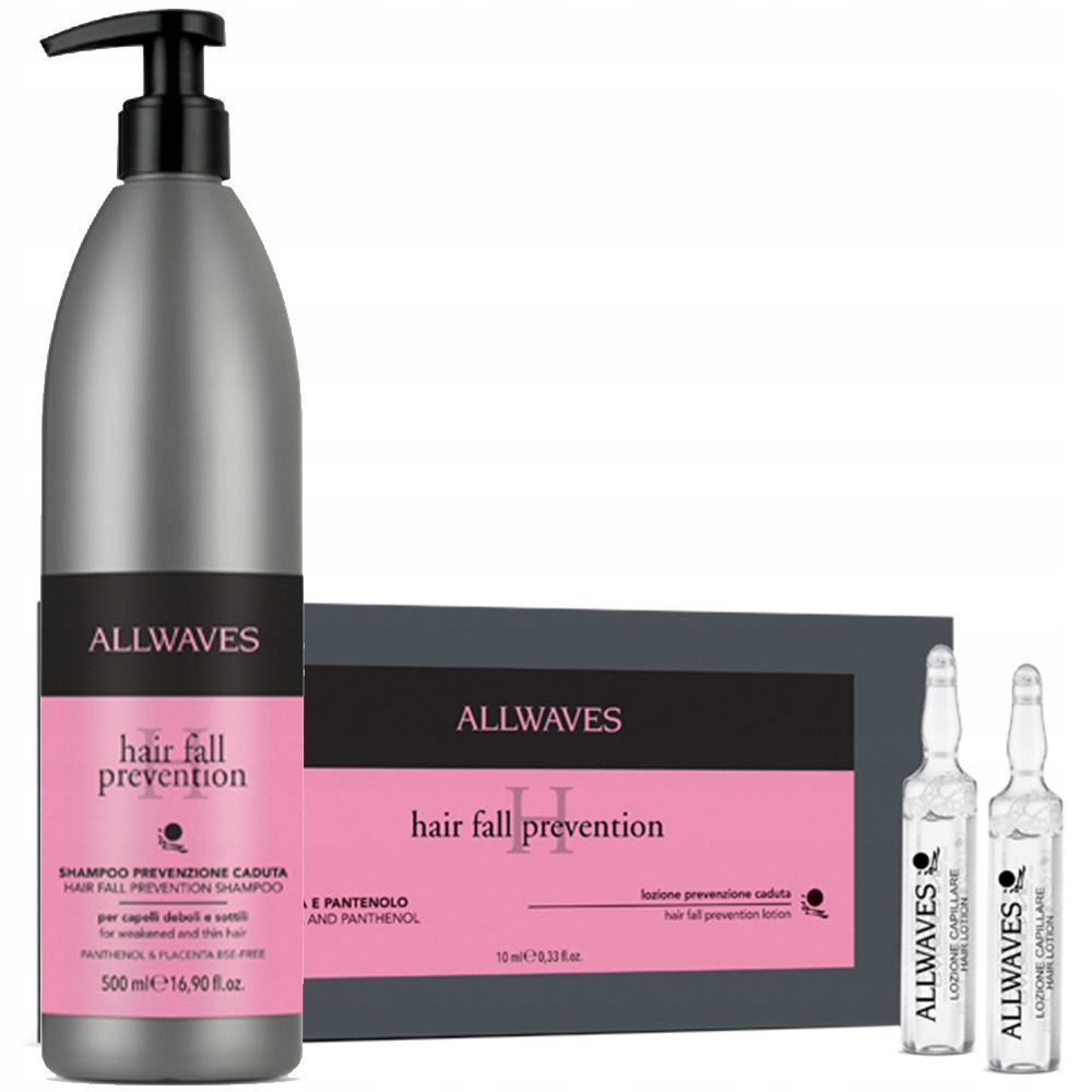 zestaw allwaves placenta 12 ampułek po 10ml szampon 1l