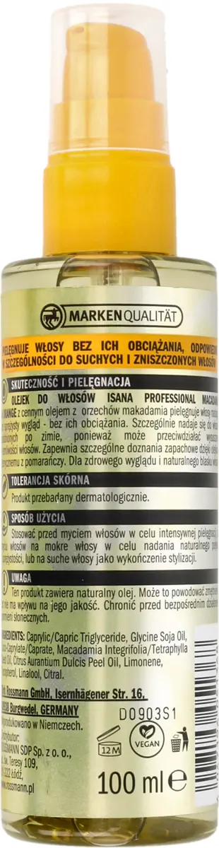 olejek do włosów isana hair professional