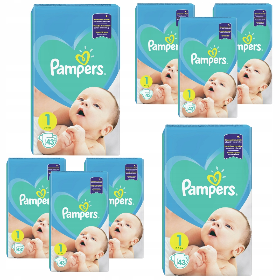 pampers new baby-dry pieluchy rozmiar 1 newborn 43