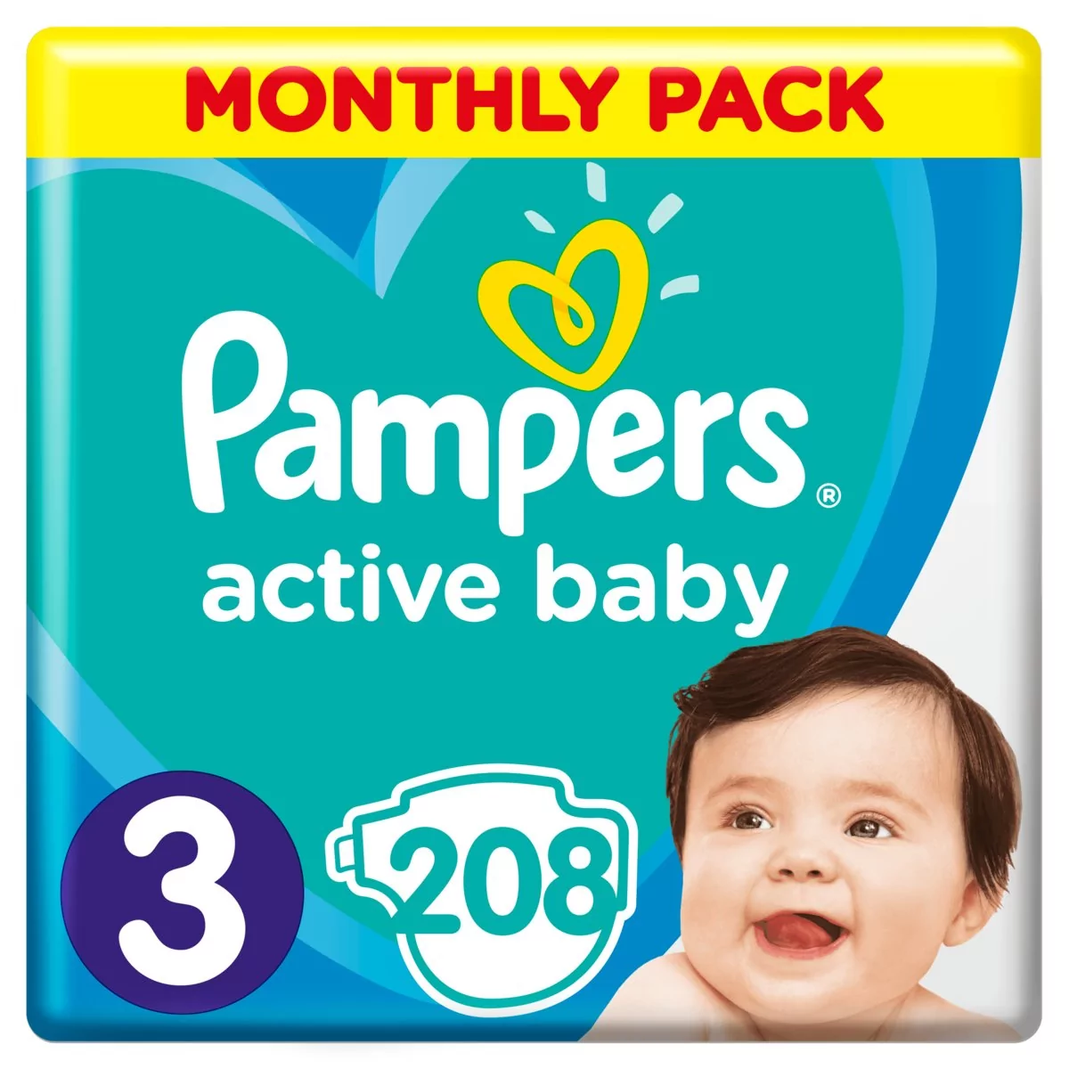 pampers active baby-dry 3 208szt