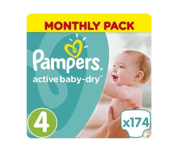 pampers active baby-dry pieluchy rozmiar 4 maxi 8-14kg 174 sztuk