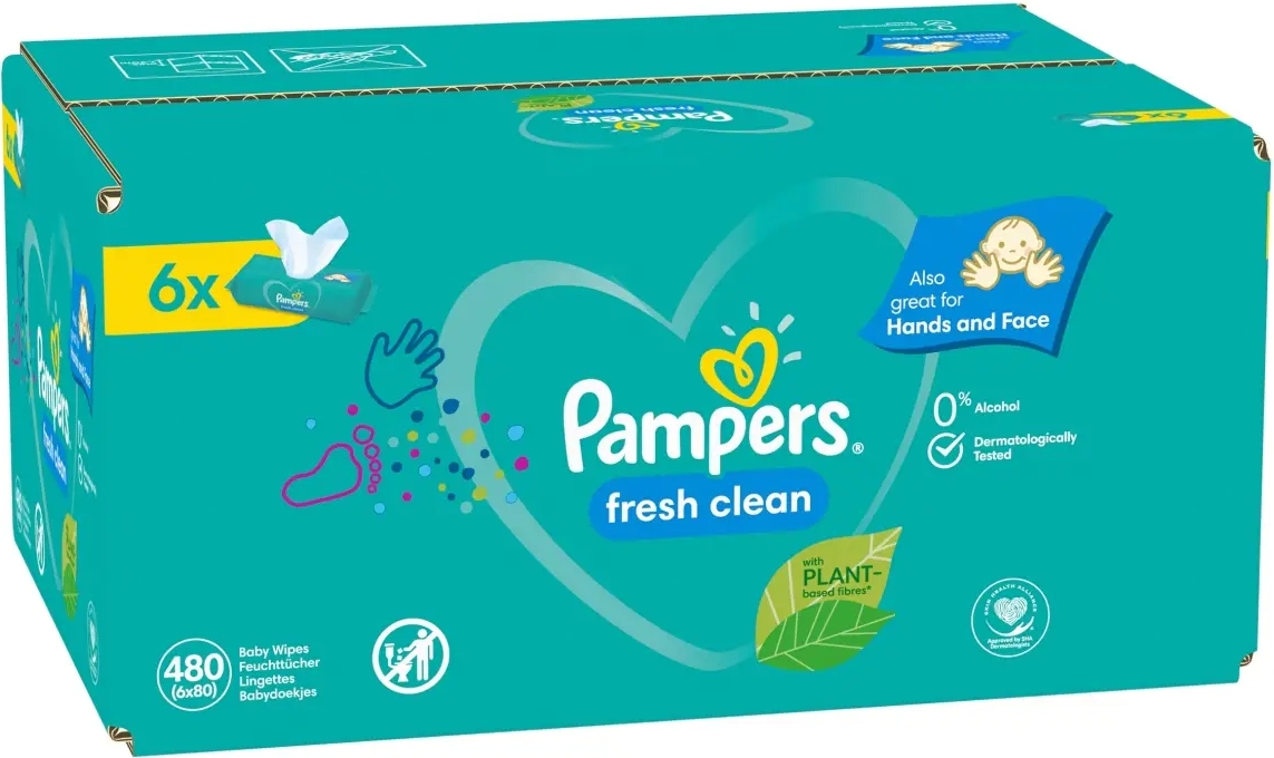 pampers fresh clean chusteczki dla niemowląt 6x64 szt