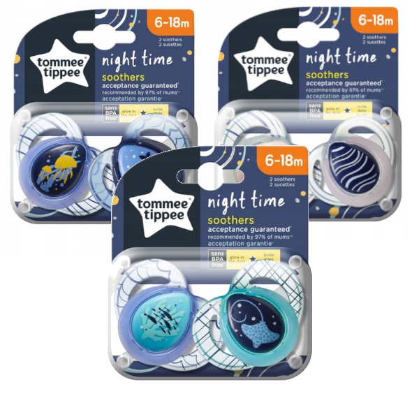 Tommee Tippee Nighttime Ortodontyczny smoczek silikonowy 6-18m 2 szt.