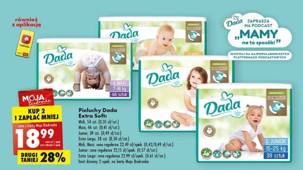 pieluchy dada biedronka 3-6 kg cena