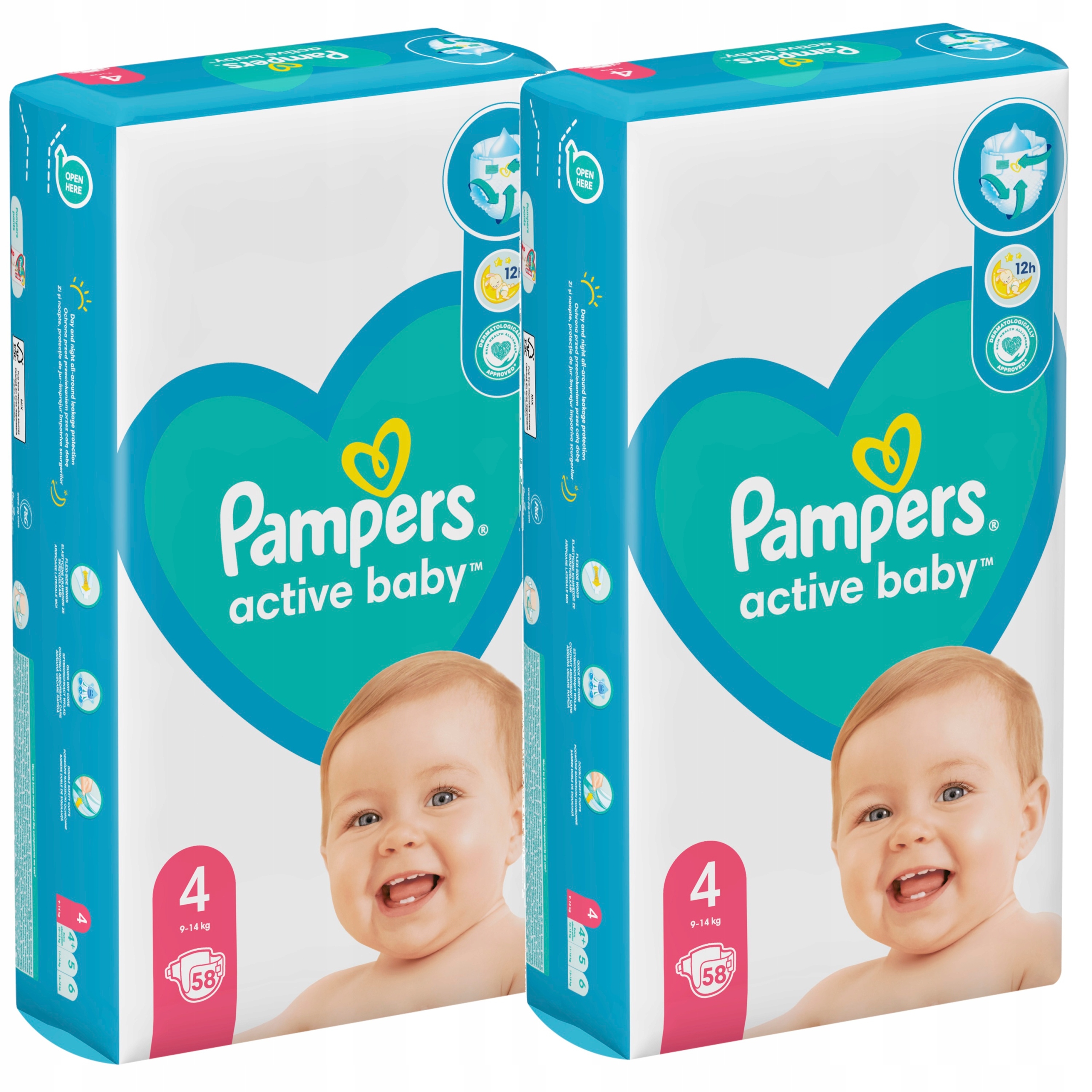 pampers active baby-dry pieluchy rozmiar 4 maxi 8-14kg 174 sztuk