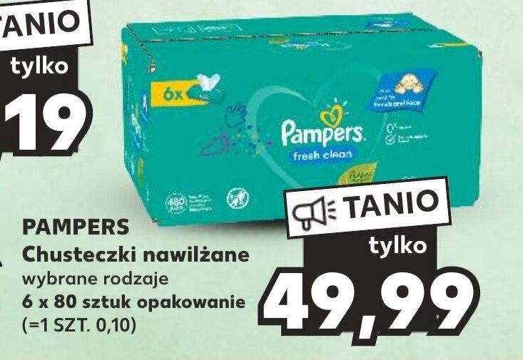 6 pak mokrych vhusteczek pampers kaufland