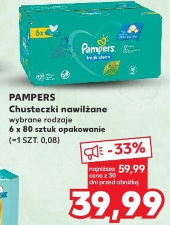 6 pak mokrych vhusteczek pampers kaufland