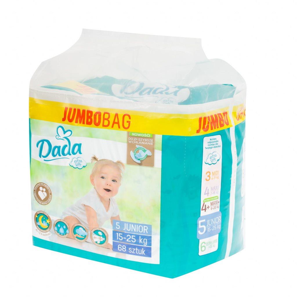 pieluszki dziecięce jednorazowe dada extra soft 5 junior 15-25 kg