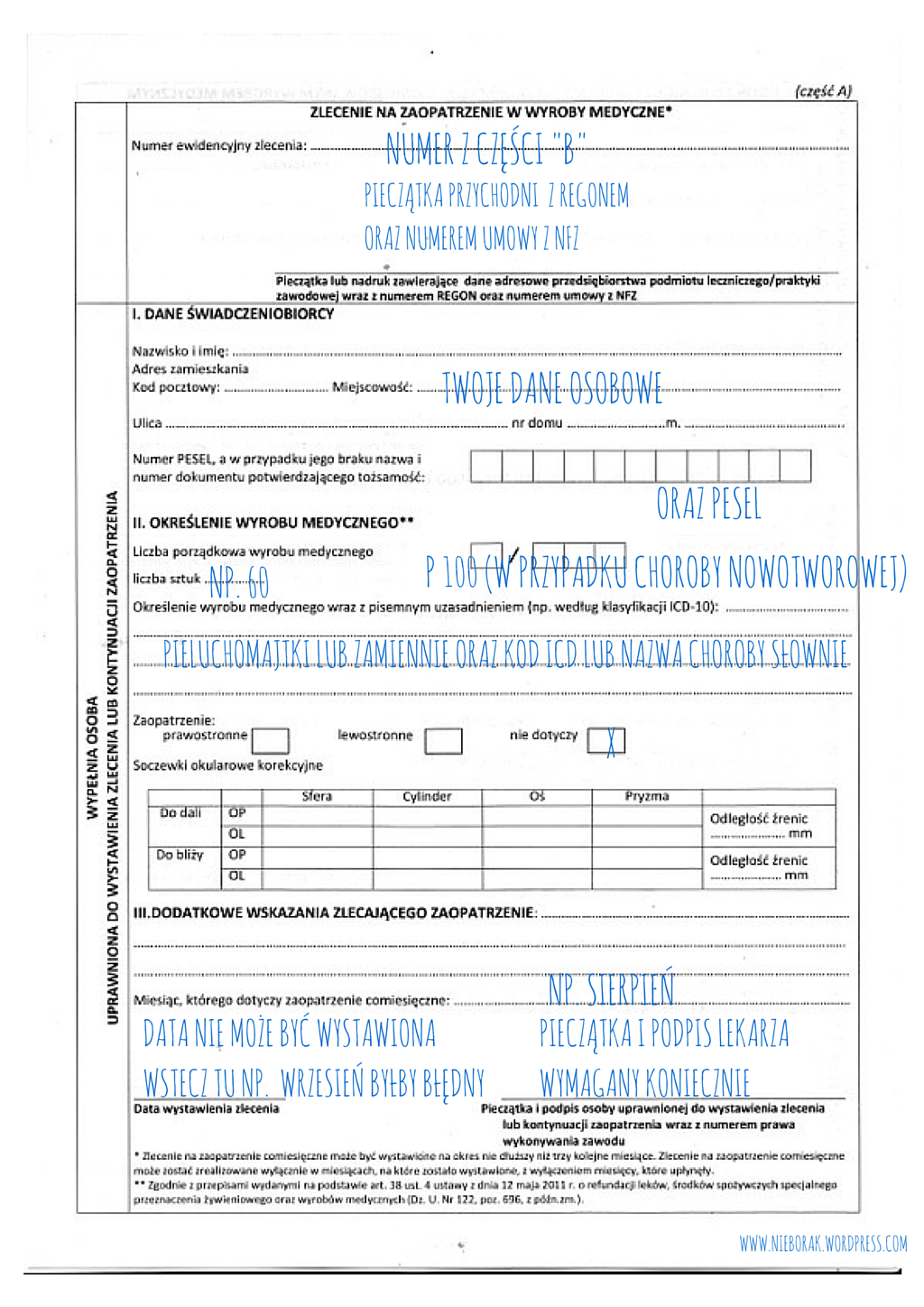 zlecenie na pieluchomajtki 2020