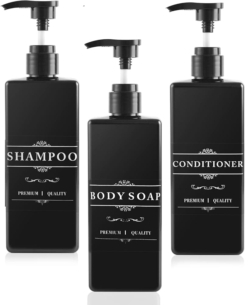 czarny elegancki dozownik na szampon