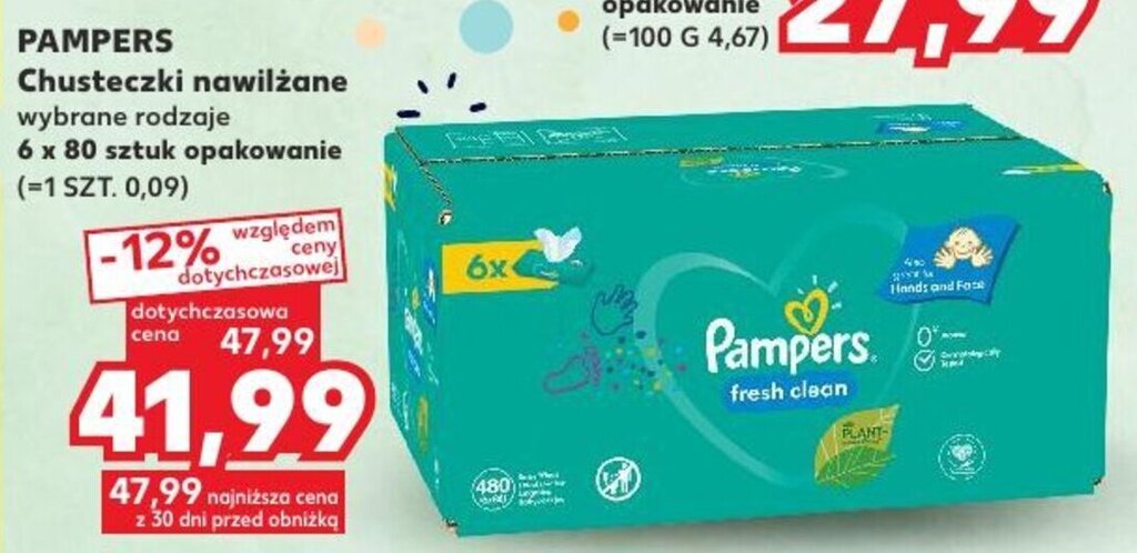 6 pak mokrych vhusteczek pampers kaufland