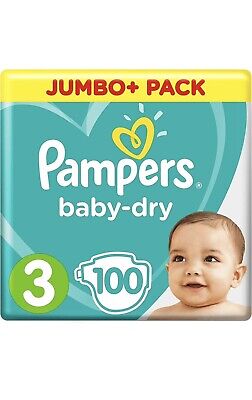 pampers baby dry size 3 jumbo+ pack 100 nappies