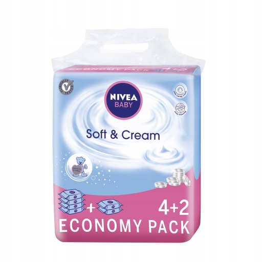 nivea baby chusteczki nawilżane soft & cream 6x63 sztuki