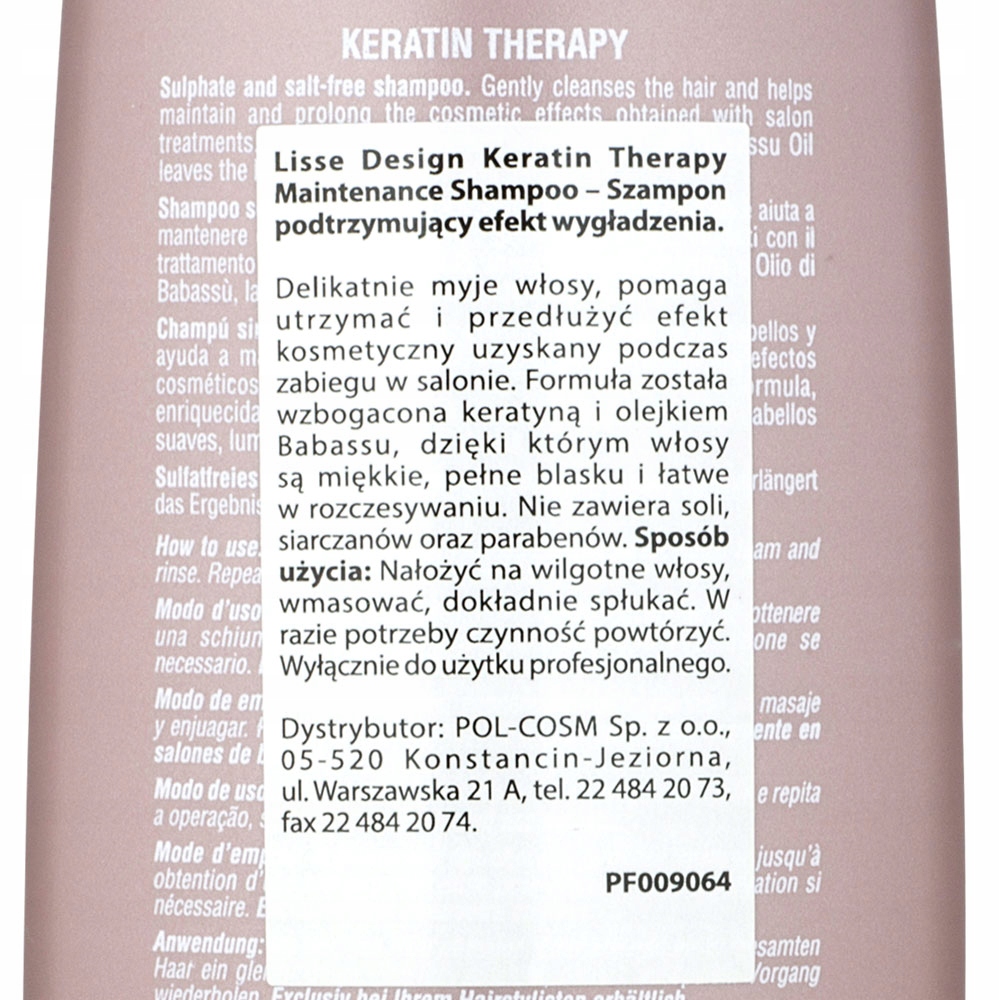 keratin therapy szampon skład