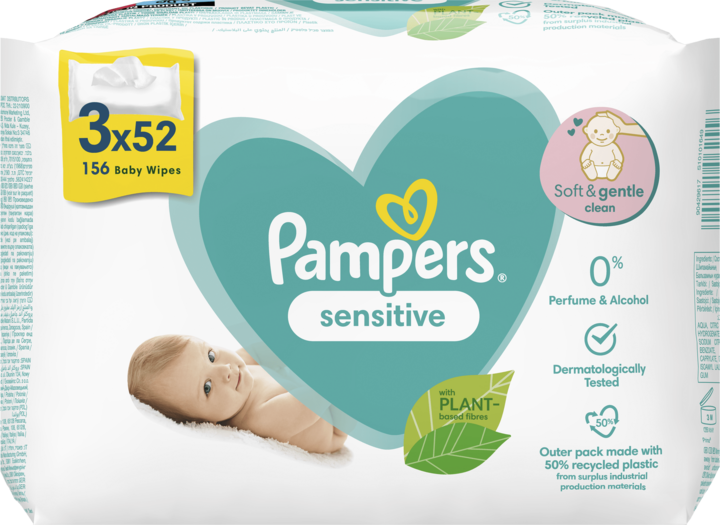 pampers sensitive chusteczki nawilżane 4x56 sztuk