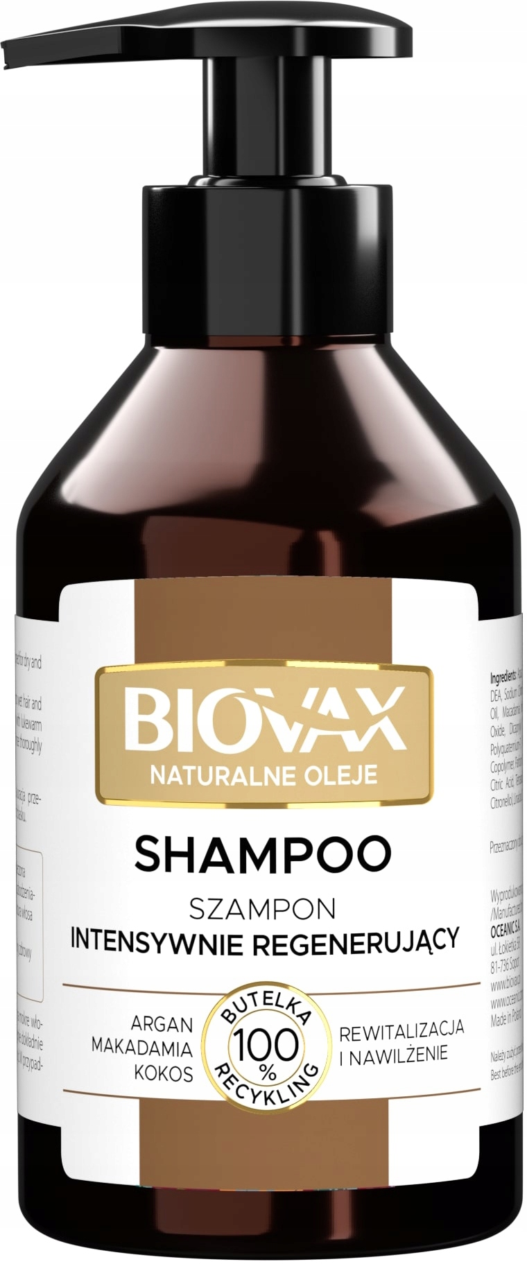 biovax argan makadamia kokos szampon do włosów 400 ml