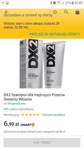 szampon dx2 na siwe włosy cena