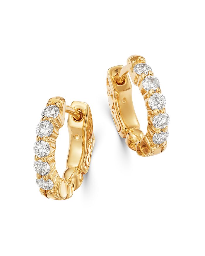 14k gold diamond huggie earrings