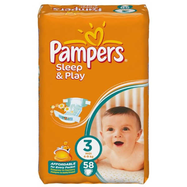 pampers sleep&play 3 midi 4-9kg 58szt