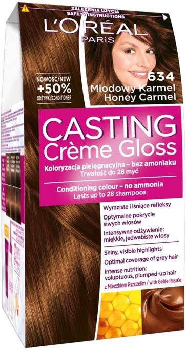 loreal casting creme gloss szampon koloryzujący bursztynowy blond 834