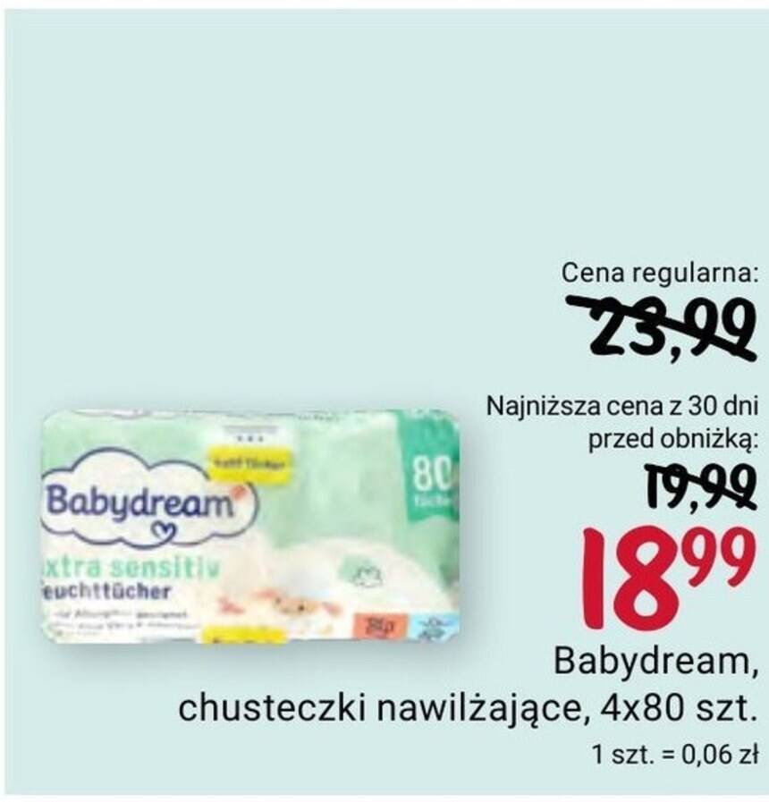 babydream chusteczki nawilżane dla niemowląt 4x80