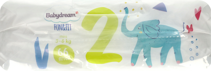 babydream fun&fit pieluszki jednorazowe mini2 3-6 kg 66 szt