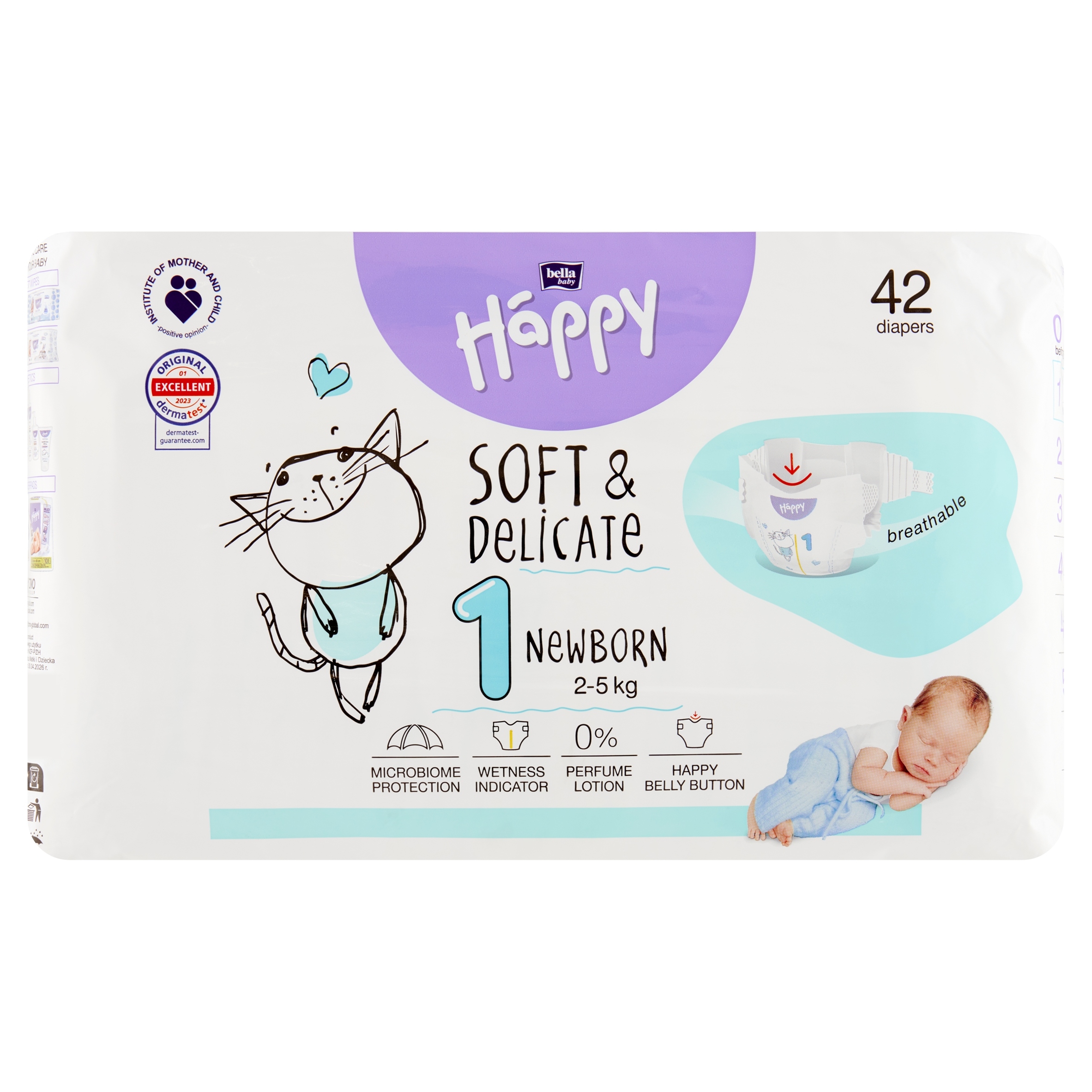 bella happy pieluszki pieluchy newborn 1 2-5kg 42szt