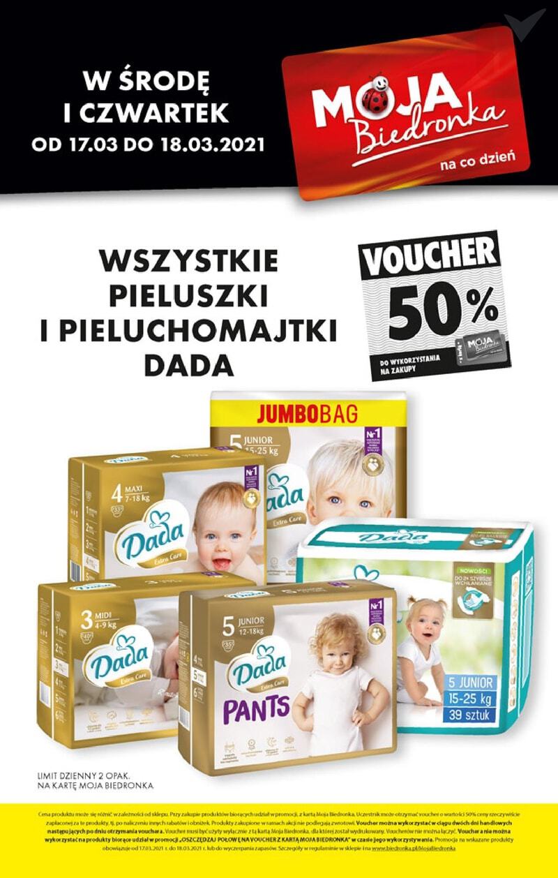 biedronka voucher na pieluchy dada 50