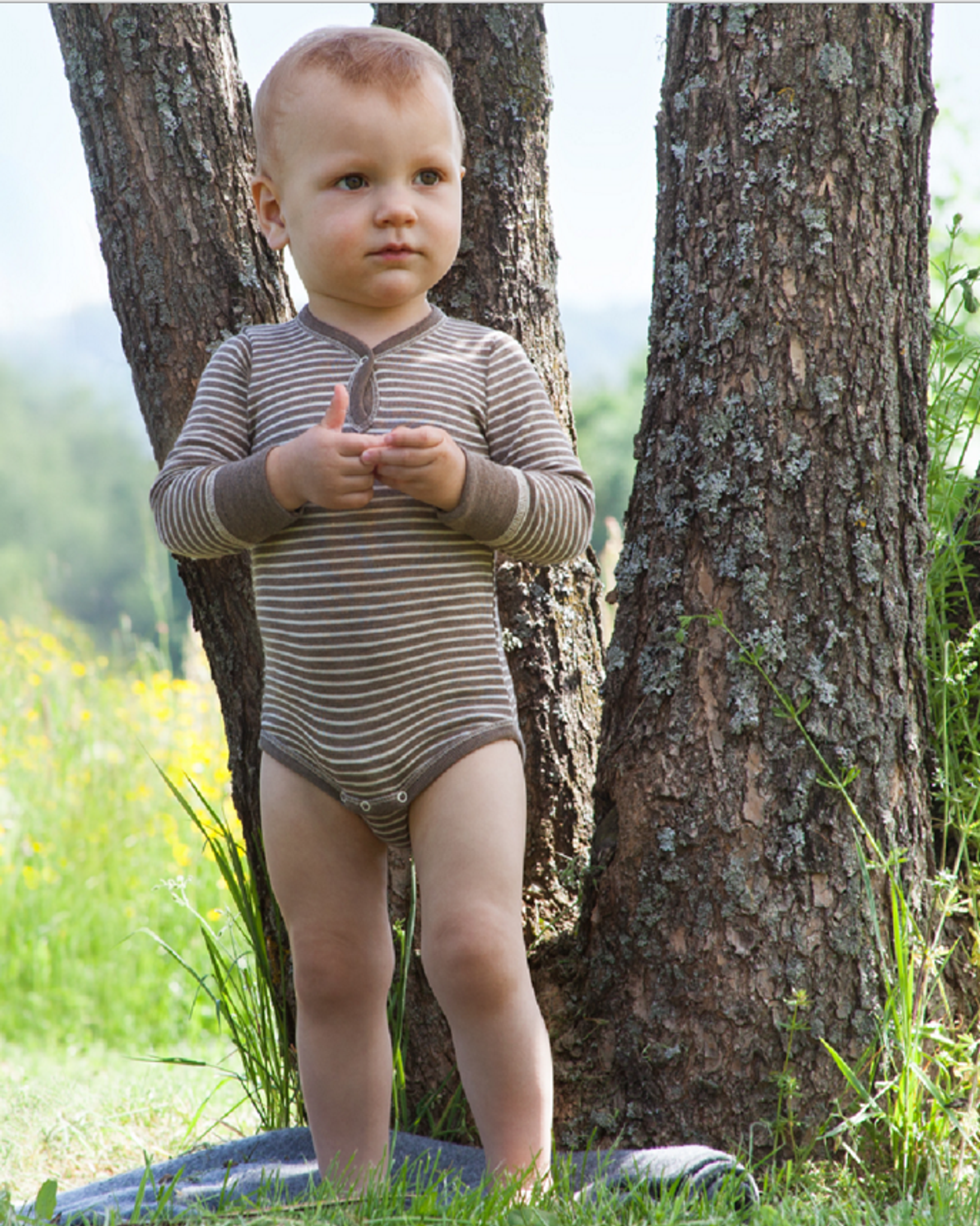 Bio Baby Merino wool bodysuit with long sleeves