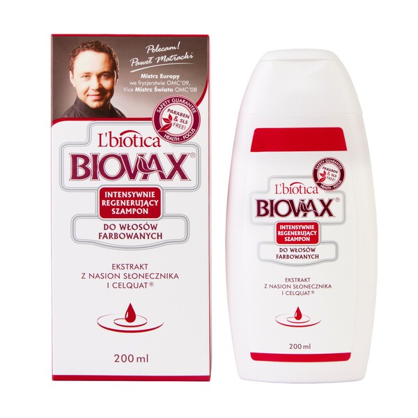 biovax szampon intensywnie regenerujący do włosów farbowanych 200 ml