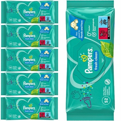 pampers fresh clean chusteczki dla niemowląt 6x64 szt