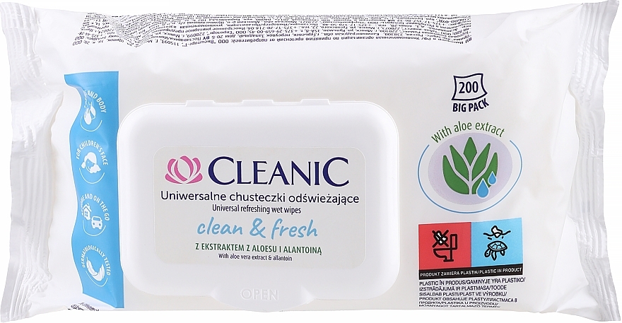 cleanic clean&fresh uniwersalne chusteczki nawilżane