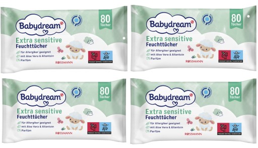 babydream chusteczki nawilżane dla niemowląt 4x80