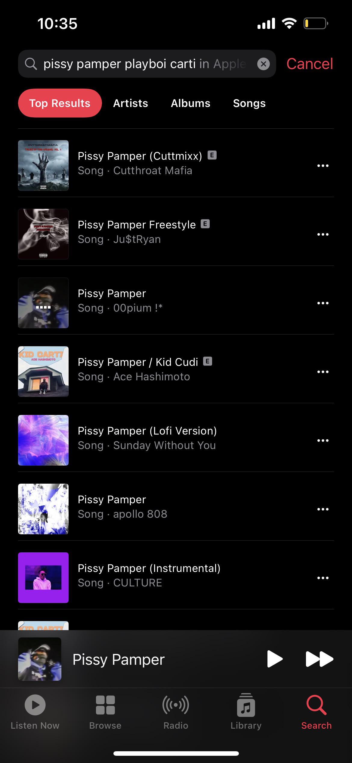 pissy pamper apple music