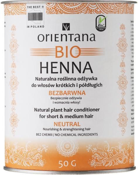 orientana bio henna bezbarwna odżywka do włosów 50g