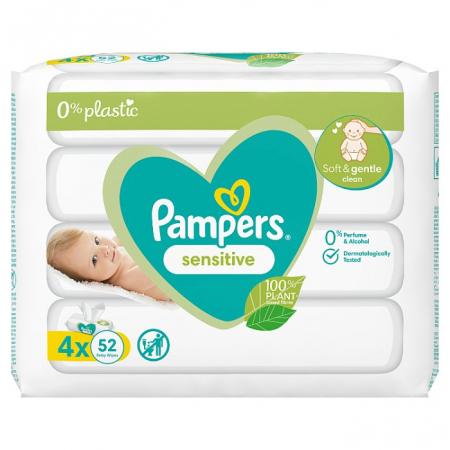 pampers sensitive chusteczki nawilżane 4 x 52 sztuk