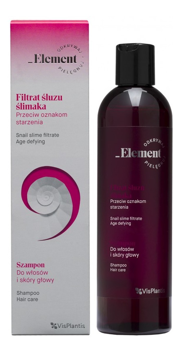 element filtrat śluzu ślimaka szampon do włosów i skóry głowy