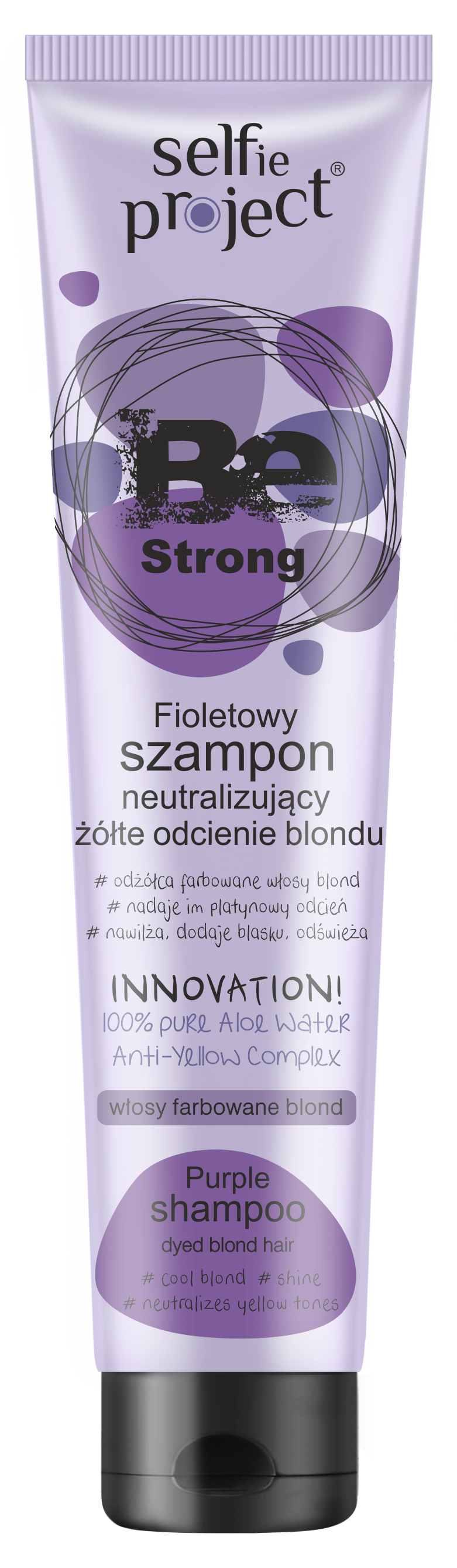 fioletowy szampon na naturalnych blond włosach