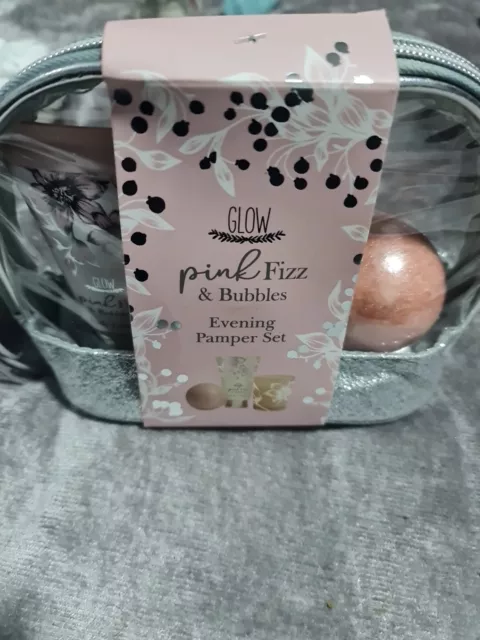 glow pink fizz and bubbles evening pamper set