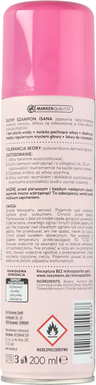 isana suchy szampon rossmann skład