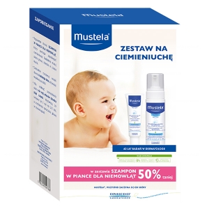 mustela zestaw na ciemieniuchę krem szampon w piance