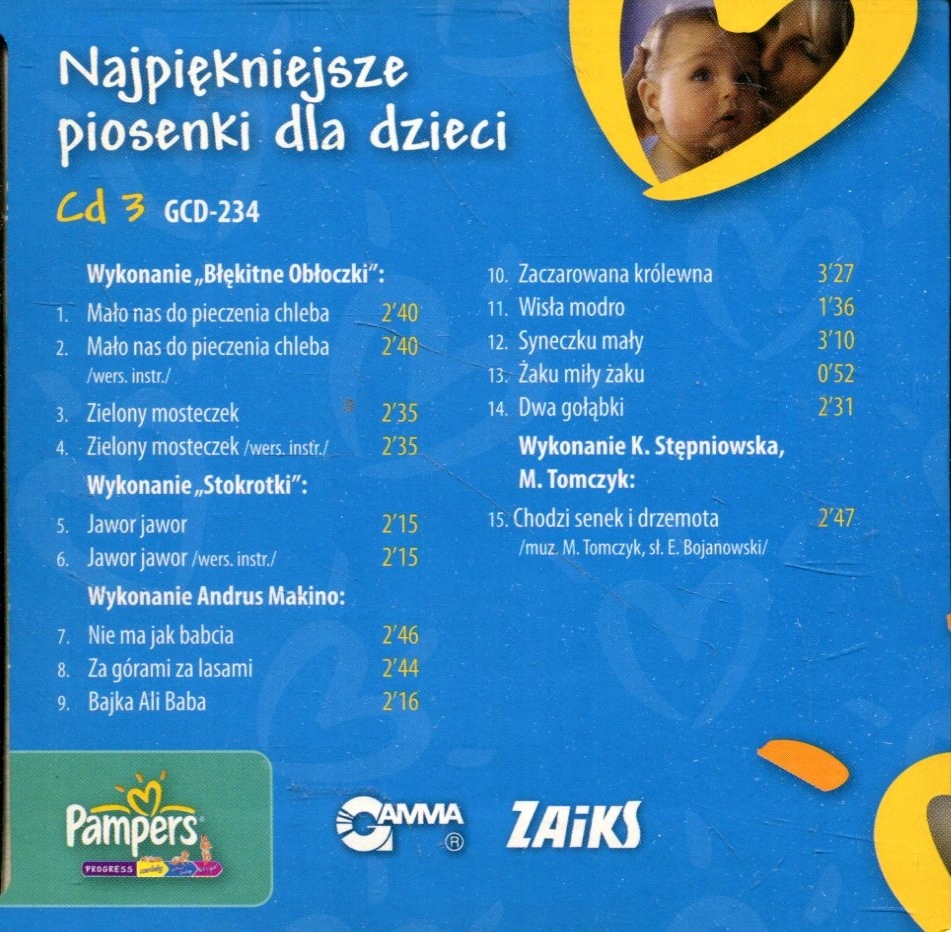 najpiękniejsze kołysanki dla dzieci cd pampers tytuły