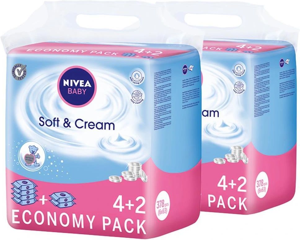 nivea baby chusteczki nawilżane soft & cre