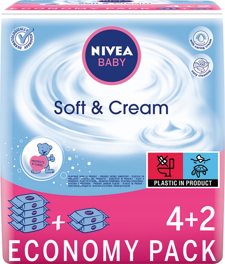 nivea baby chusteczki nawilżane soft & cream 6x63 sztuki